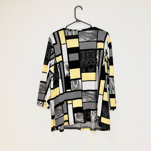 Alia vintage long-sleeve blouse with black and yellow dot pattern. Xl - Picture 3 of 5